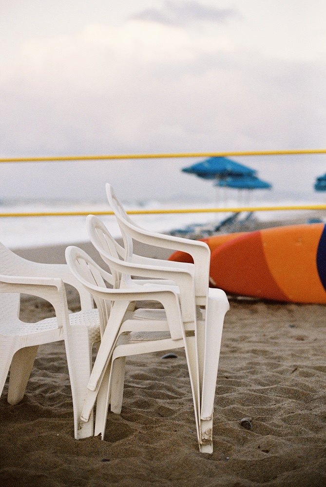 Monobloc chairs at the beach